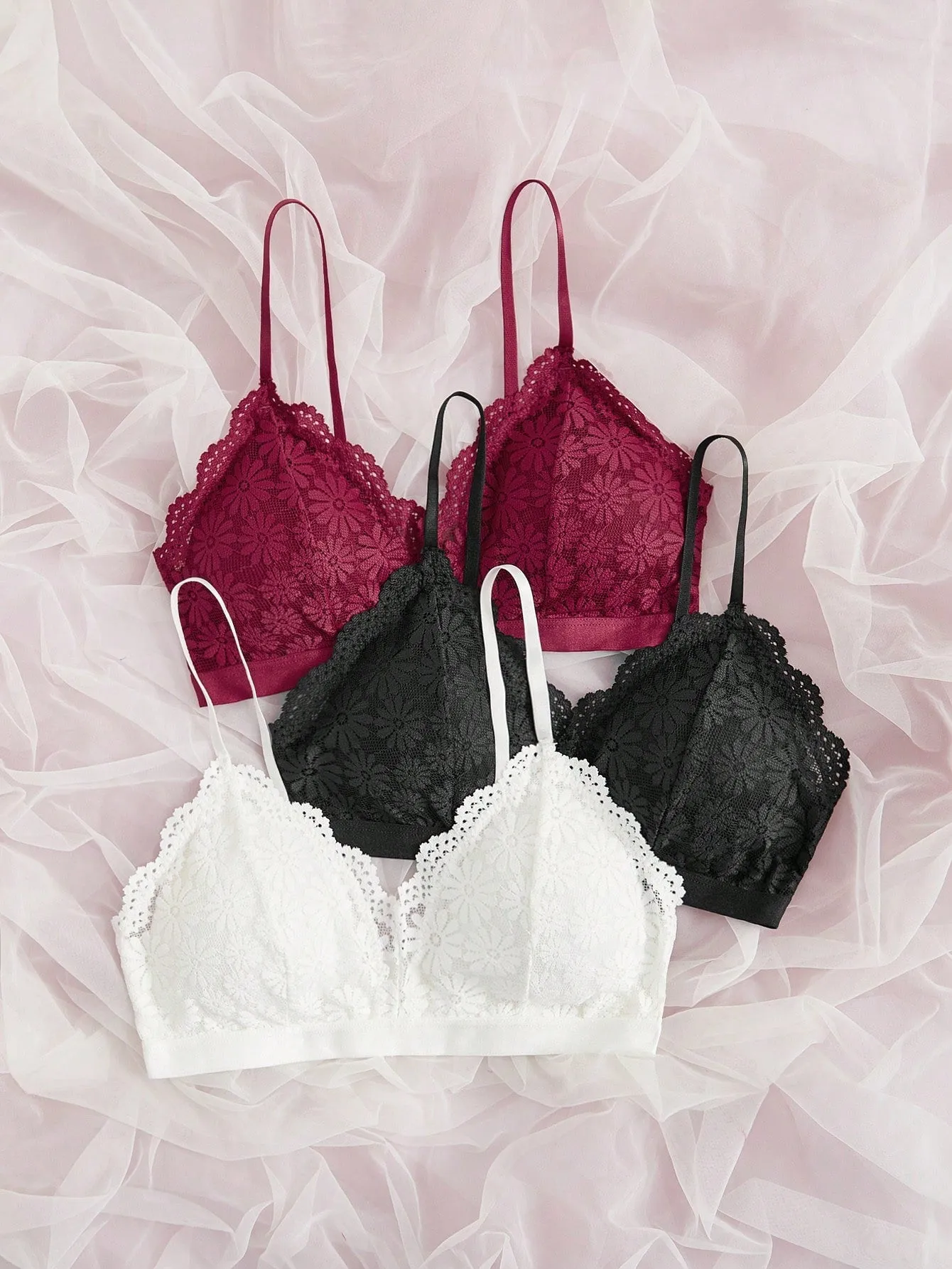 3pack Floral Lace Bralet