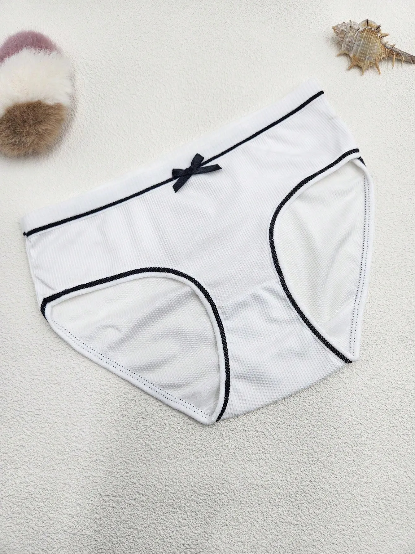 4pcs Women's Bow Textured Hipster Multicolor Sexy Cute Panties