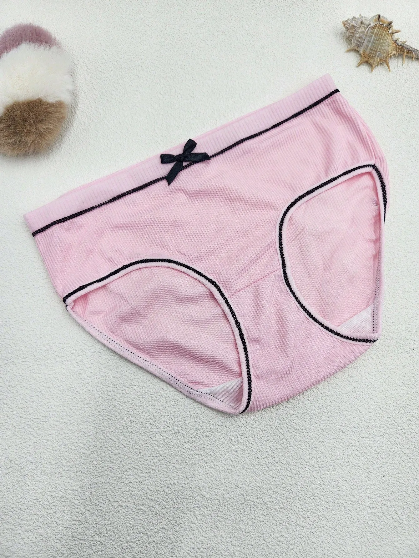 4pcs Women's Bow Textured Hipster Multicolor Sexy Cute Panties