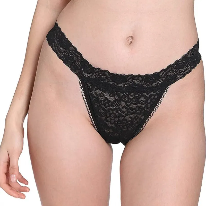 6 Pack Women's Thong Cotton Sexy Lace Panties