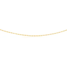 9ct Yellow Solid Gold Figaro 1:1 Diamond Cut 40 gauge 60cm Chain