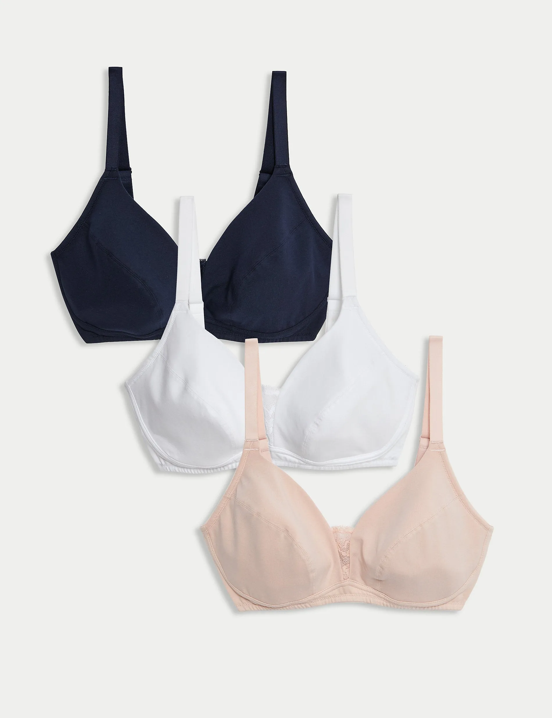 A-E Marks & Spencer 3 Pair Cotton Lace Full Cup Bras