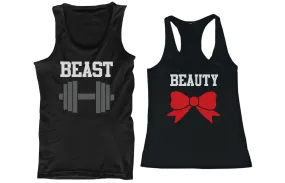 Beauty Beast Couple Tank Tops Funny Mtaching Work out Tanks For Couples