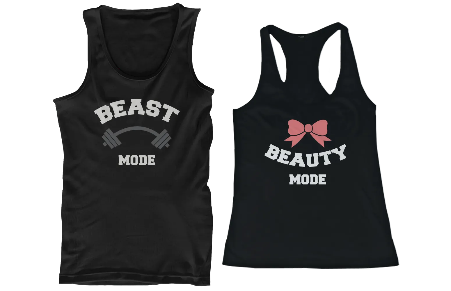 Beauty Mode and Beast Mode His and Her Matching Tank Tops for Couples