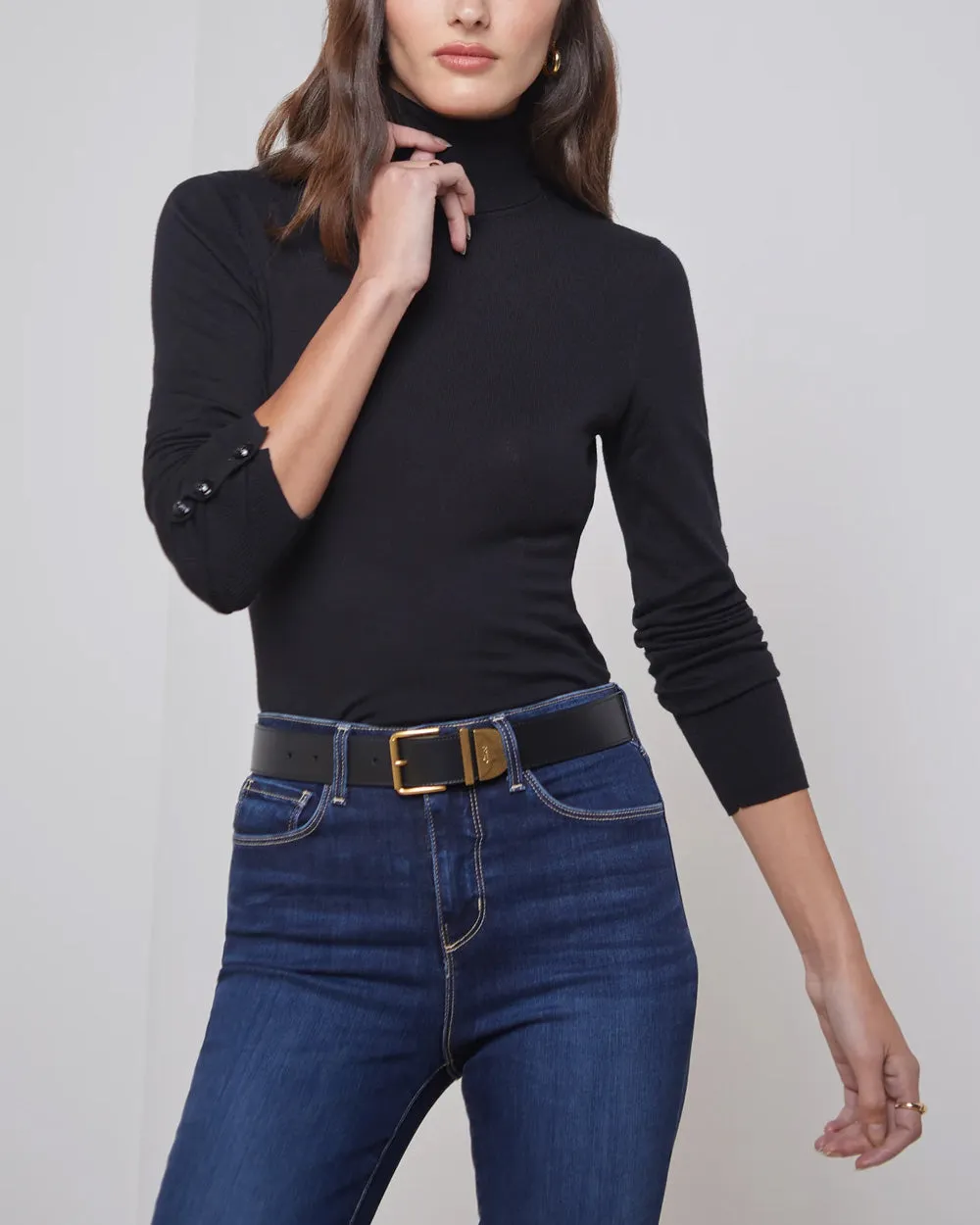 Black Flora Turtleneck Sweater