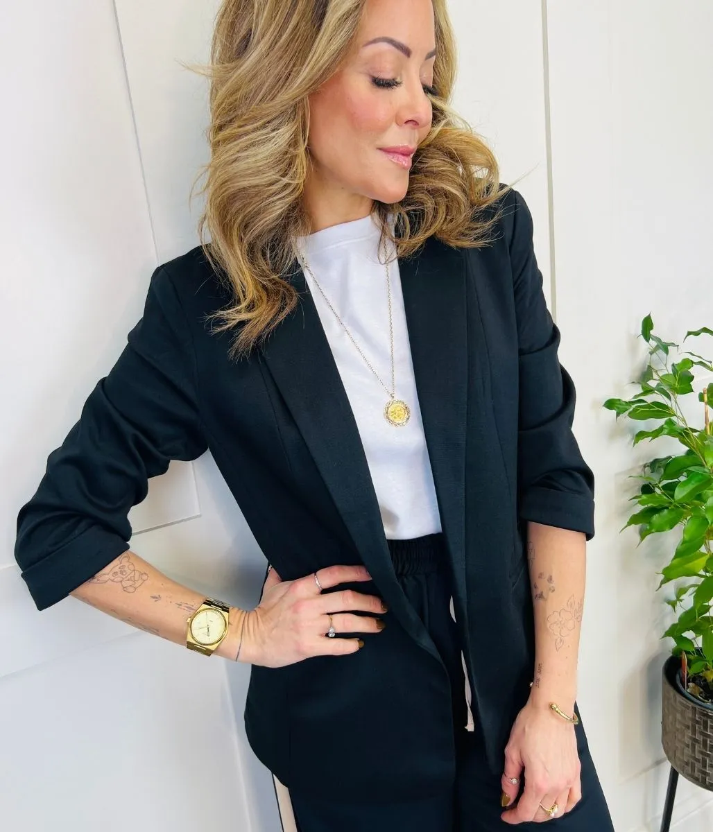 Black Ponte 3/4 Sleeve Blazer