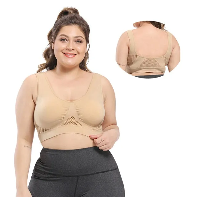 Breathable Women's Seamless Push Up Mesh Bras Plus Size