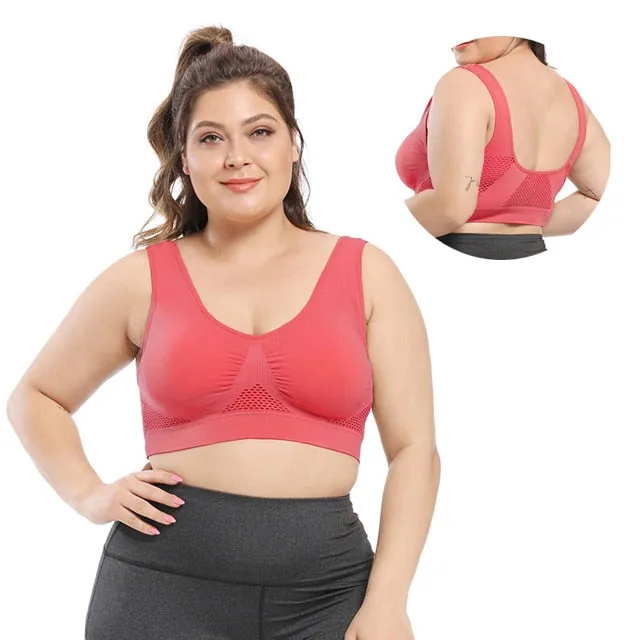 Breathable Women's Seamless Push Up Mesh Bras Plus Size