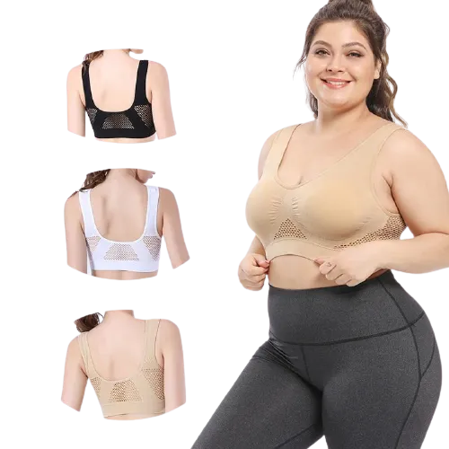 Breathable Women's Seamless Push Up Mesh Bras Plus Size