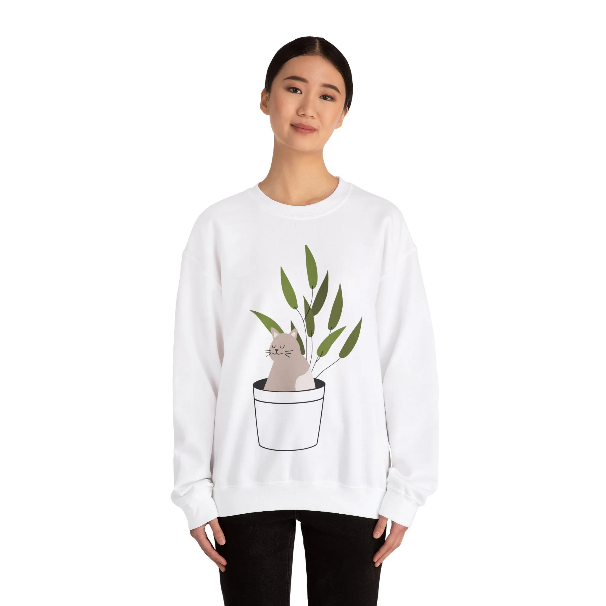 Cat in A Pot-Unisex Heavy Blend™ Crewneck Sweatshirt