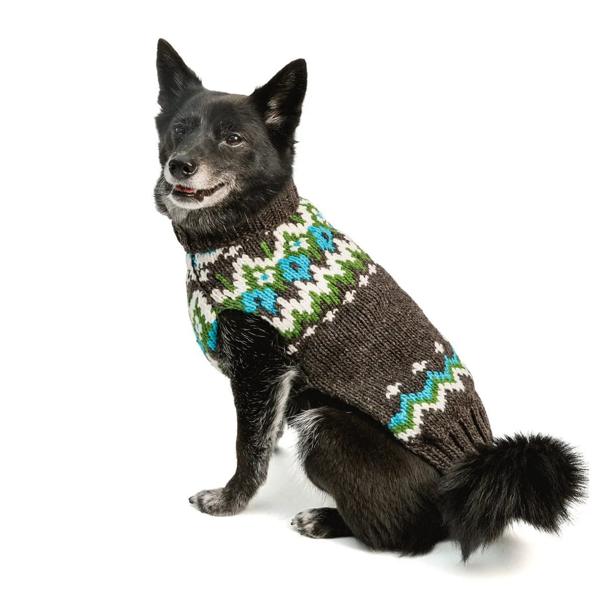 Charcoal Fairisle Wool Dog Sweater