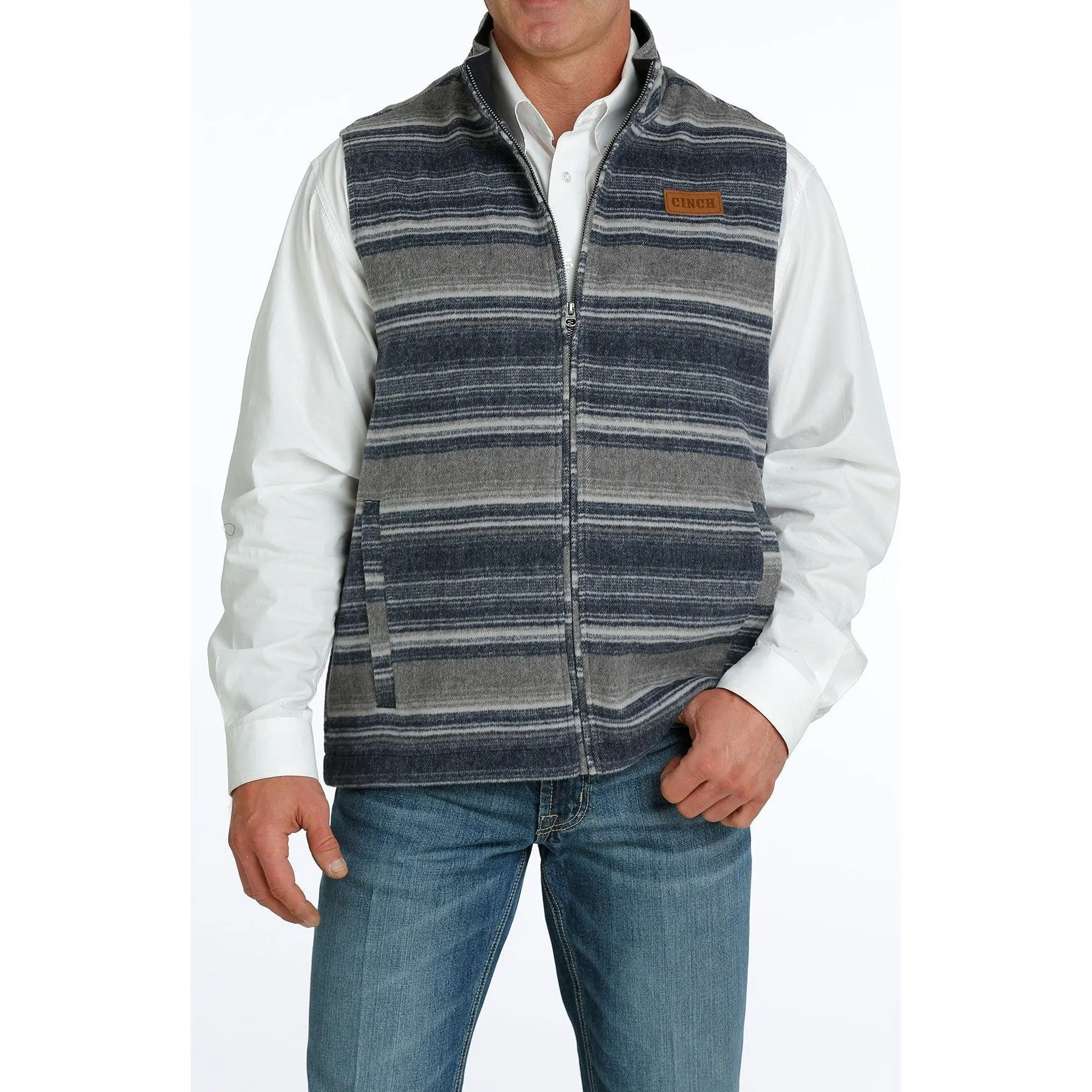 Cinch Men's Navy Blanket Stripe Twill Vest