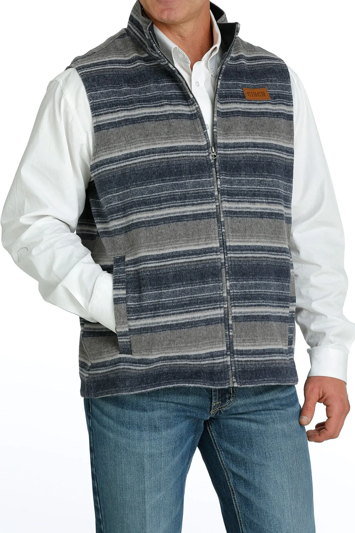 Cinch Men's Navy Blanket Stripe Twill Vest