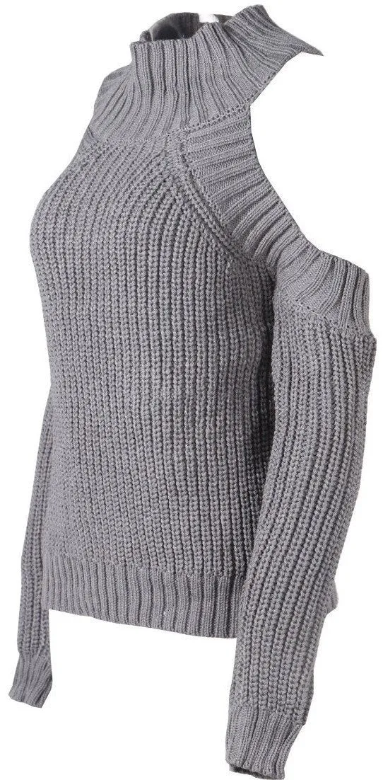 Cold-Shoulder Knit Sweater - (Various Colors to Choose From)