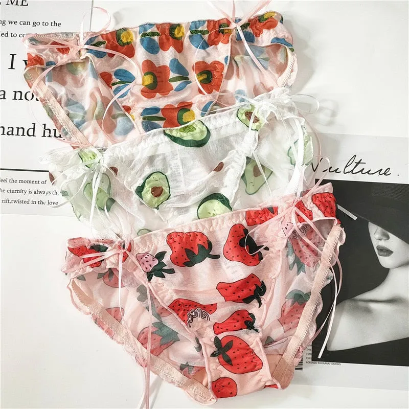 Cute Strawberry Avocado Lace Undies