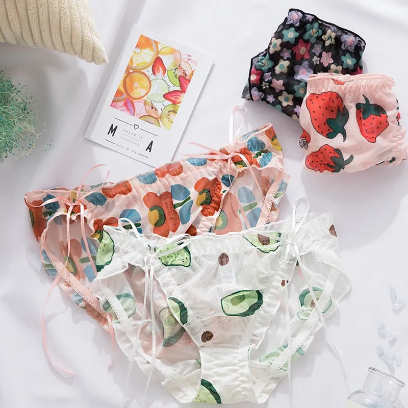 Cute Strawberry Avocado Lace Undies