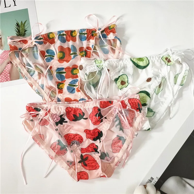 Cute Strawberry Avocado Lace Undies