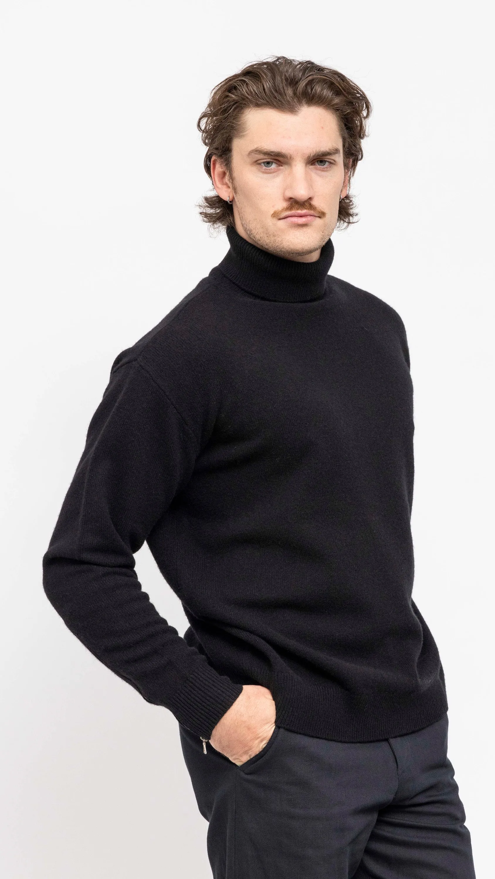 DRIES VAN NOTEN BLACK SIDE ZIP MUZO SWEATER