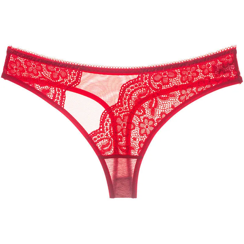 Exquisite Embroidery Floral Women Underwear String Lingerie Transparent Panties Thong Briefs