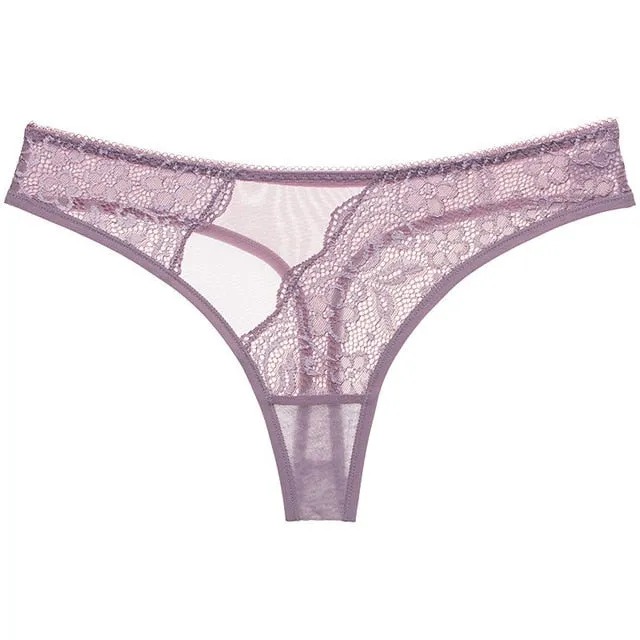 Exquisite Embroidery Floral Women Underwear String Lingerie Transparent Panties Thong Briefs