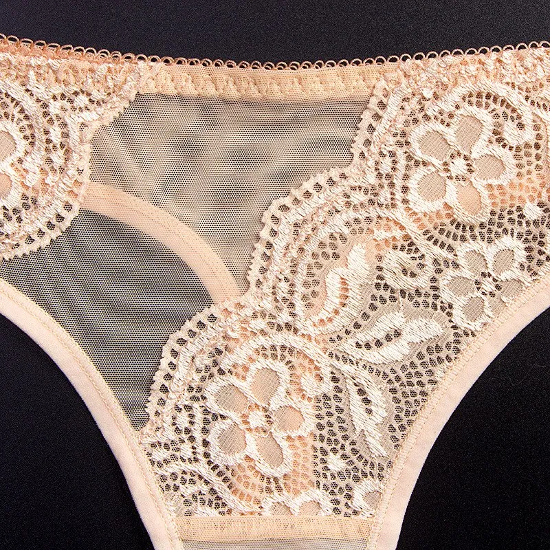 Exquisite Embroidery Floral Women Underwear String Lingerie Transparent Panties Thong Briefs