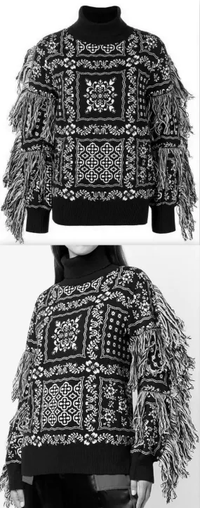 Fringed Roll-Neck Sweater