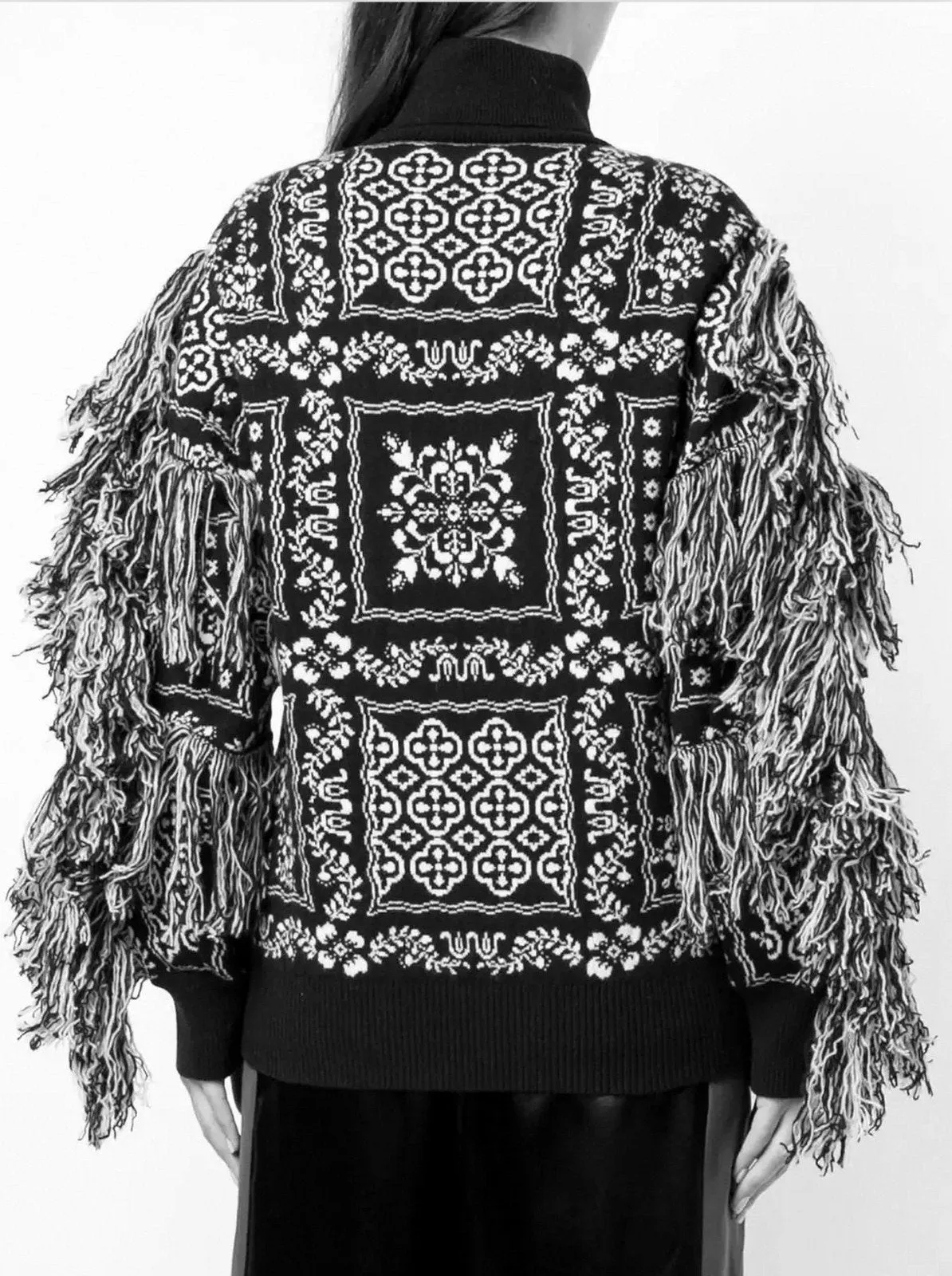 Fringed Roll-Neck Sweater