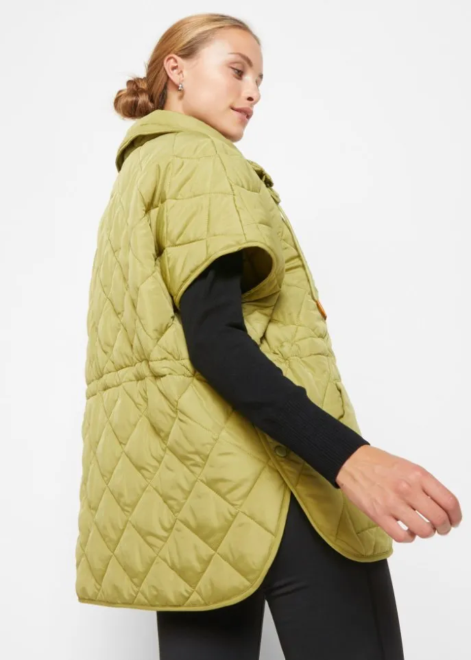 Functional oversize quilted vest water-repellent Bpc Bonprix Collection, green