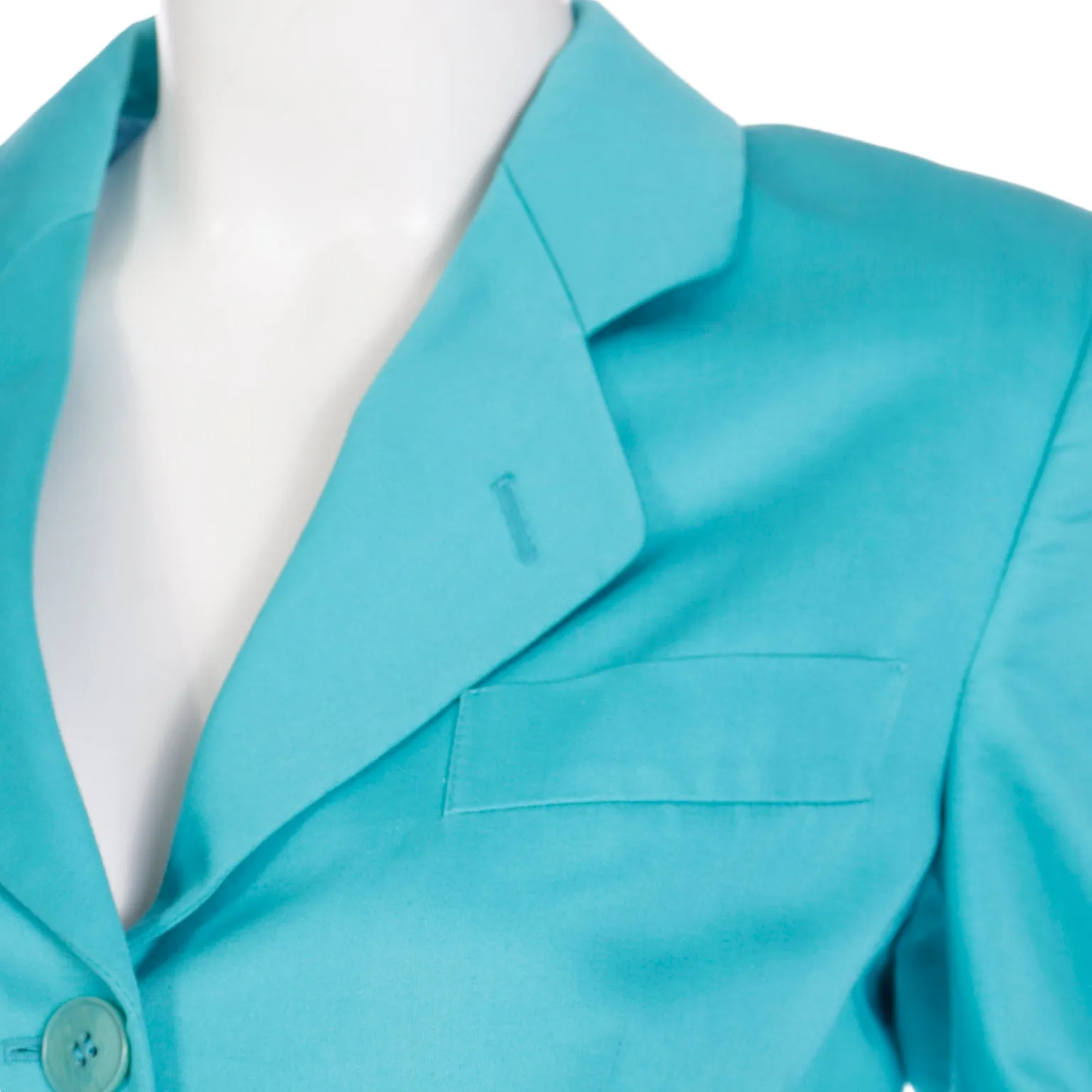 Giorgio Armani Bright Aqua Blue Longline Blazer Jacket