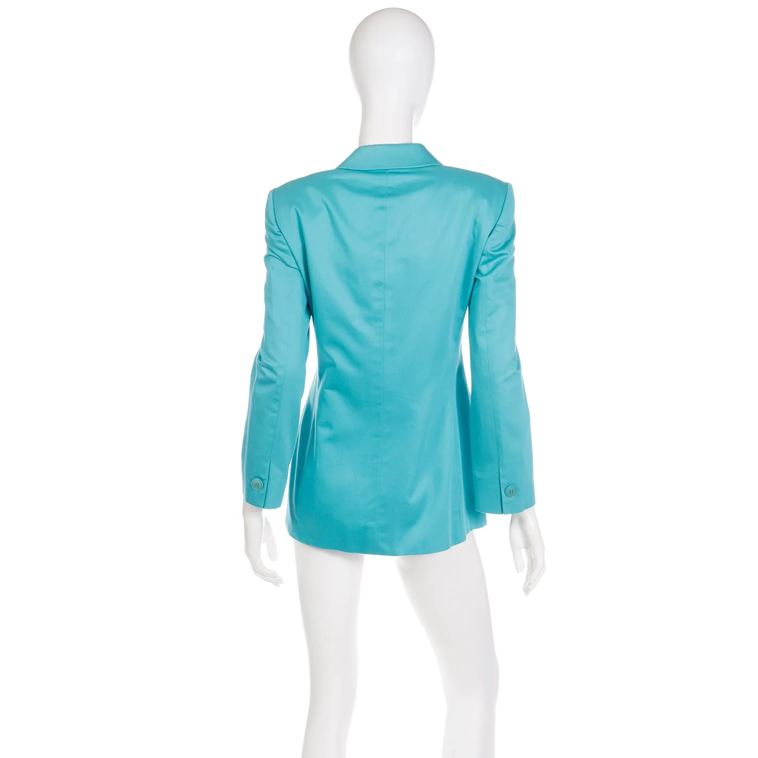 Giorgio Armani Bright Aqua Blue Longline Blazer Jacket