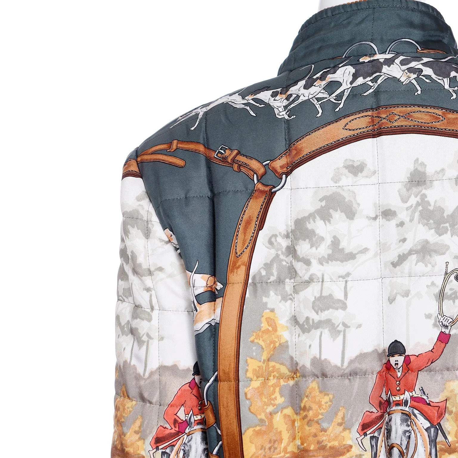 Hermes 1979 Le Bien Aller by Jean de Fougerolle Fox Hunt Scarf Print Reversible Jacket & Corduroy Culottes