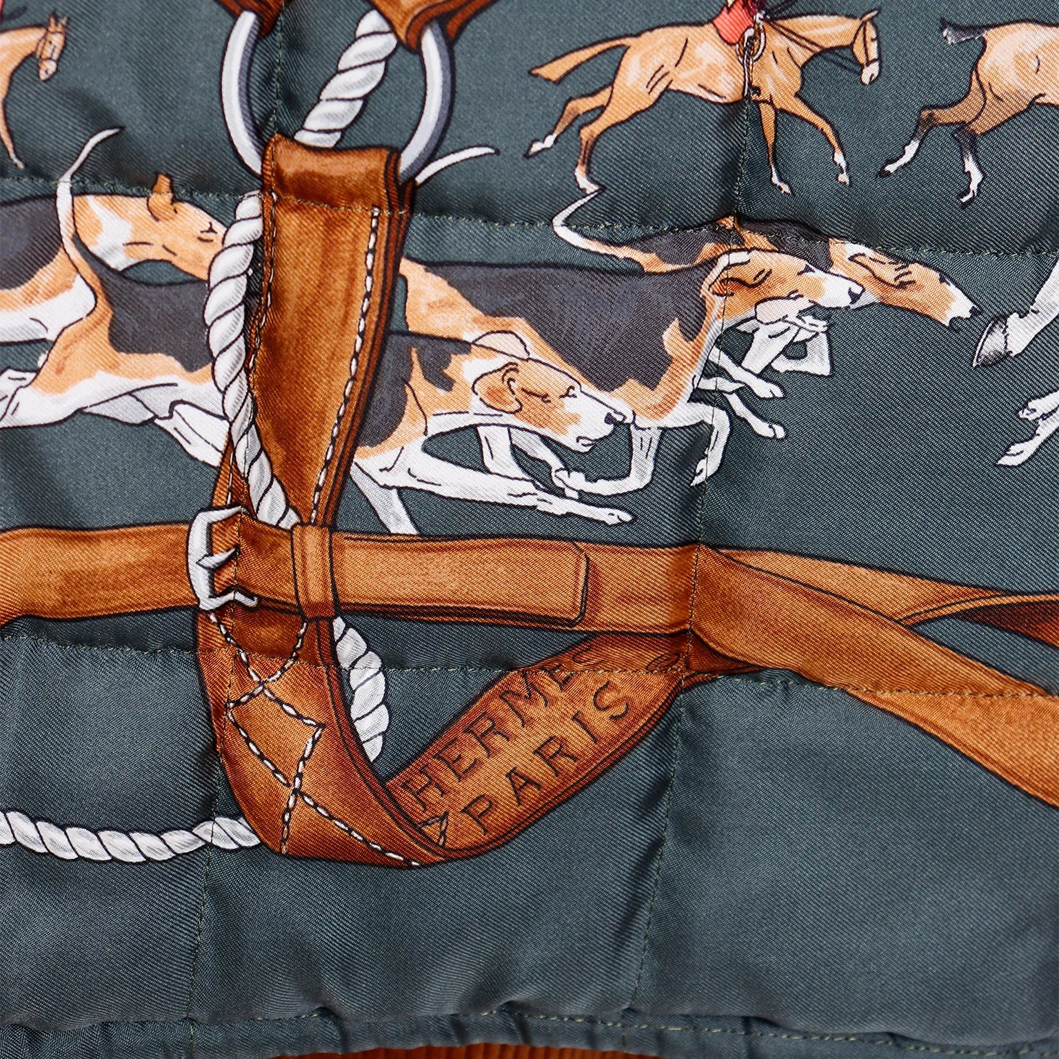 Hermes 1979 Le Bien Aller by Jean de Fougerolle Fox Hunt Scarf Print Reversible Jacket & Corduroy Culottes