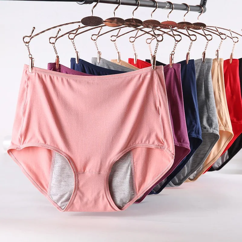 High Waist Period Panties For Women Briefs Cotton Menstrual Leak Proof Plus Size