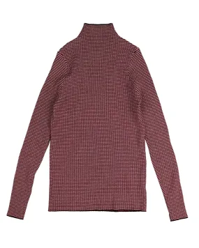 HKN550-STRIPPED RIBBED TURTLENECK-Raspberry