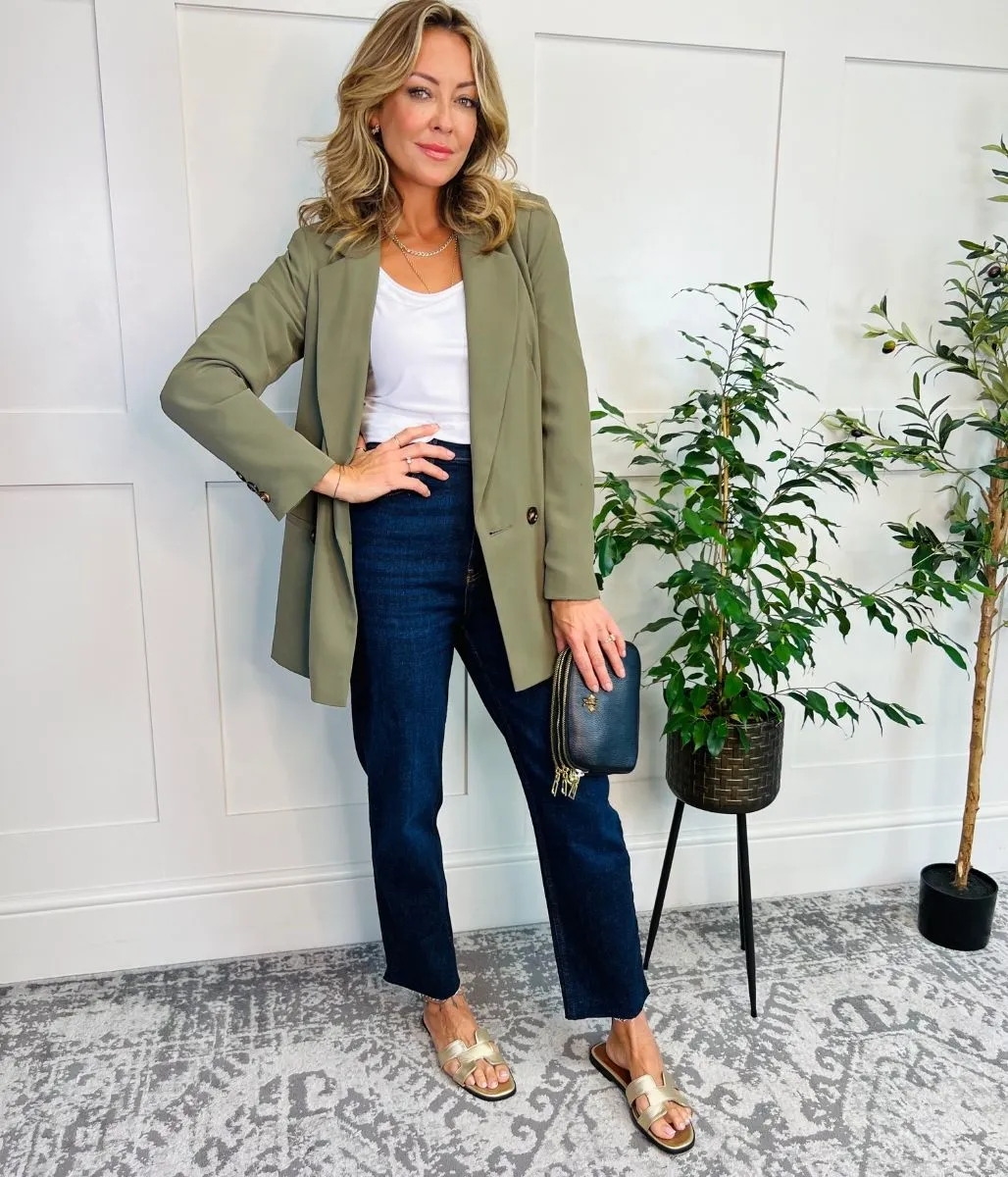 Khaki Double Breasted Blazer