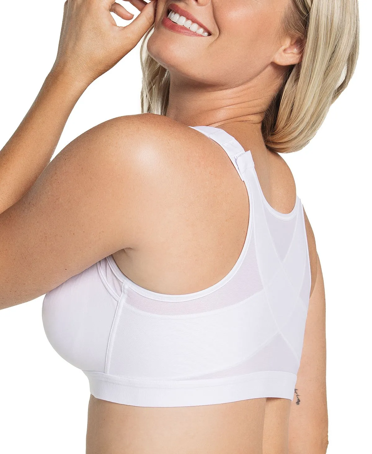 Leonisa Women's Multifunctional Wireless Posture Corrector Bra with Back Support ,  white