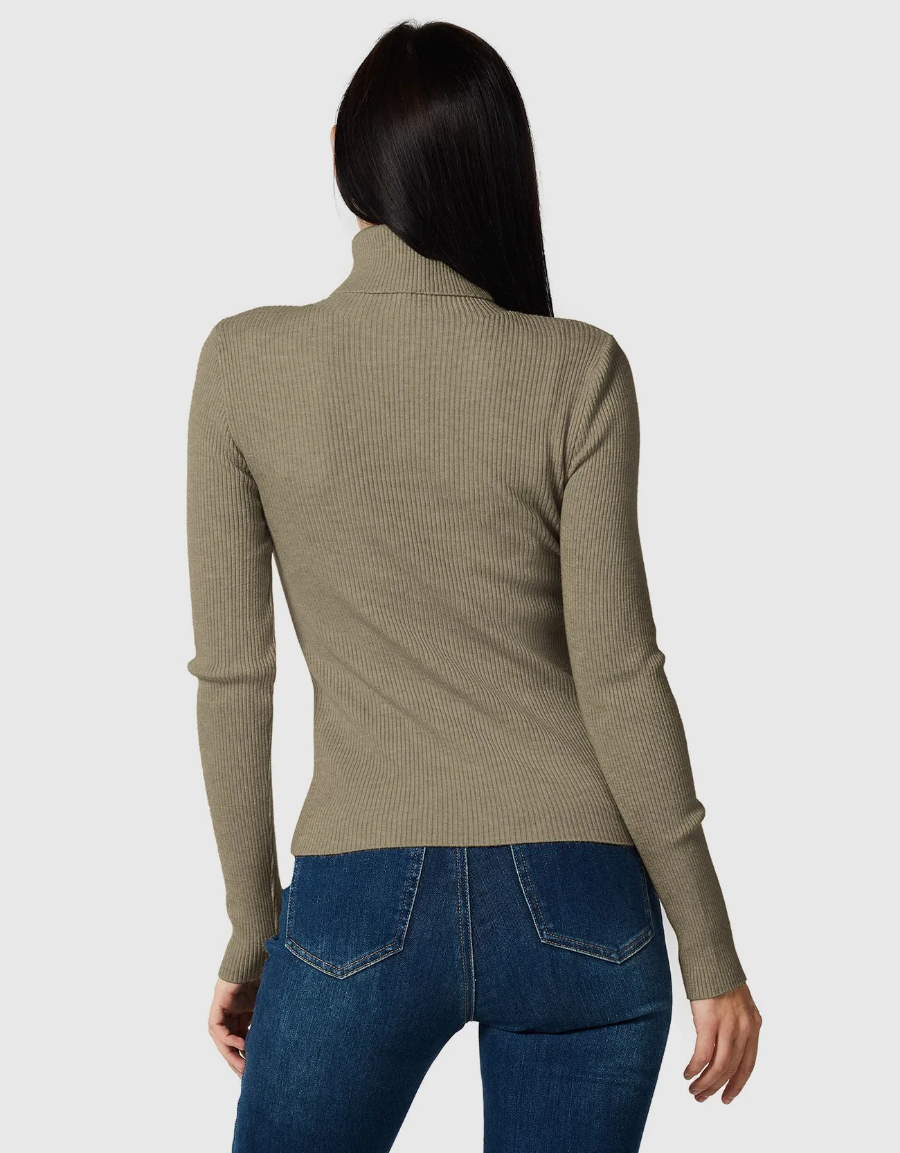 Lightweight Ribbed Turtleneck for Women-Slim Fit