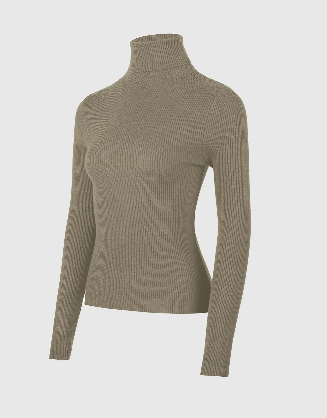 Lightweight Ribbed Turtleneck for Women-Slim Fit