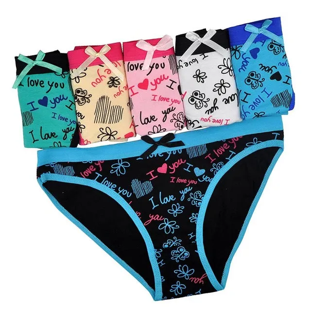 Lot 6 PCS Woman Underwear Cotton Sexy Panties Briefs I LOVE YOU Printed Cute Ladies Knickers Soft Lingerie Intimates for Women