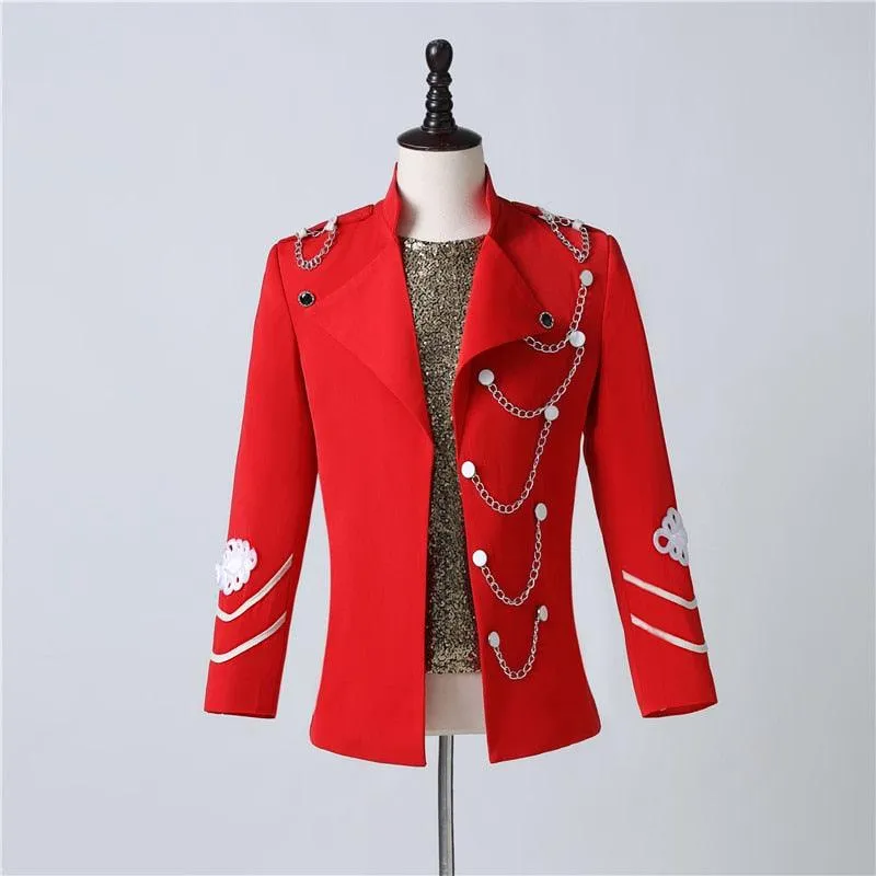 Men's Red Decal Chain Blazer