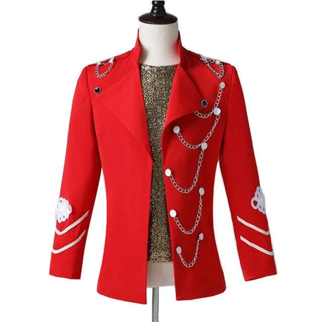 Men's Red Decal Chain Blazer