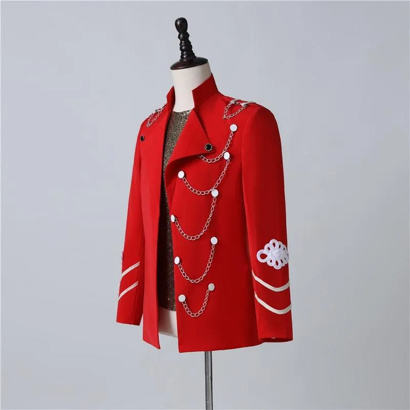 Men's Red Decal Chain Blazer