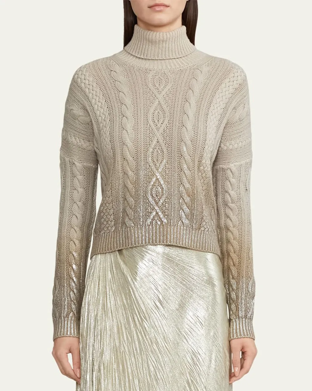 Metallic Wheat Turtleneck Sweater