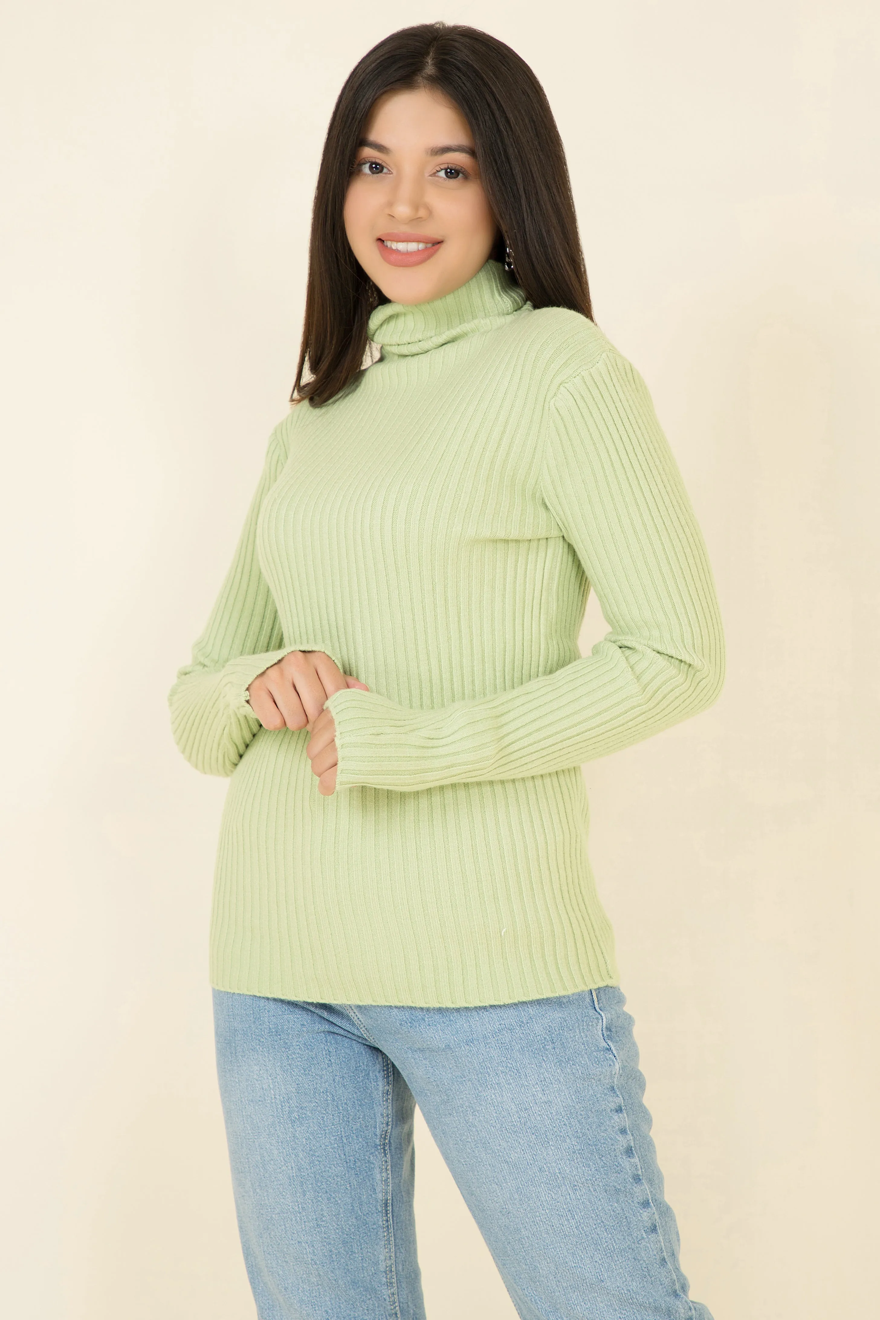 Payton Ribbed Turtleneck Green