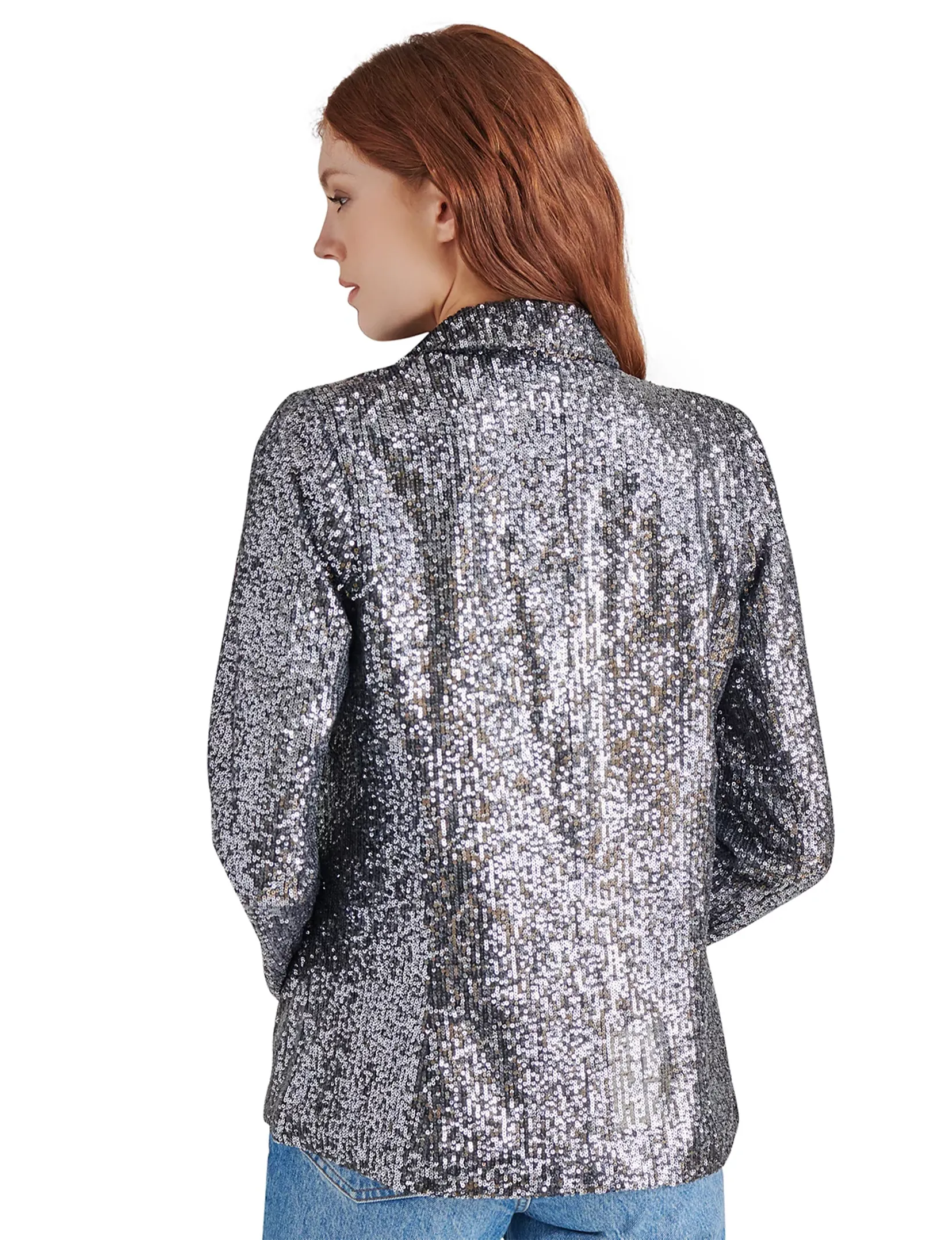 Payton Sequin Blazer, Silver Grey