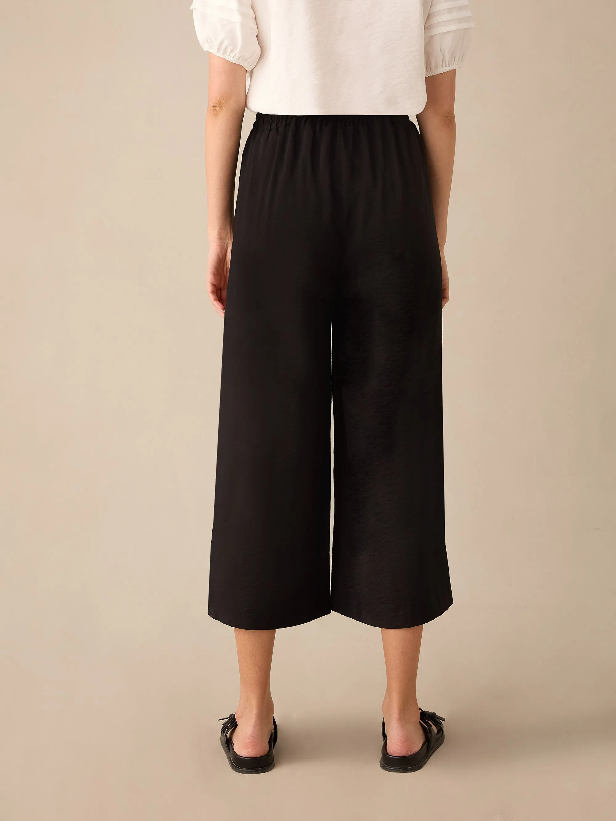 Petite Black Wide Leg Culottes