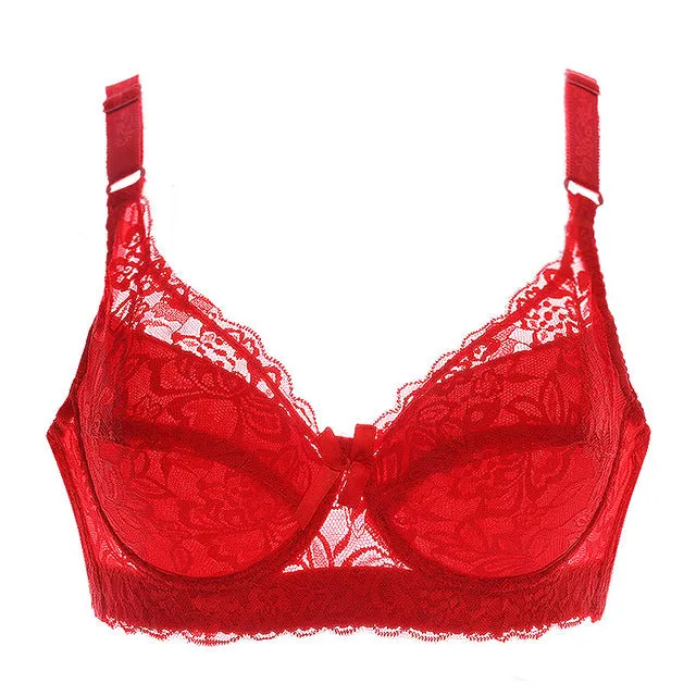 Plus Large Big Size Lace Bras For Women'S Bralette Bh Underwear Sexy Lingerie Super Push Up Brassiere Girl Minimizer Deep V