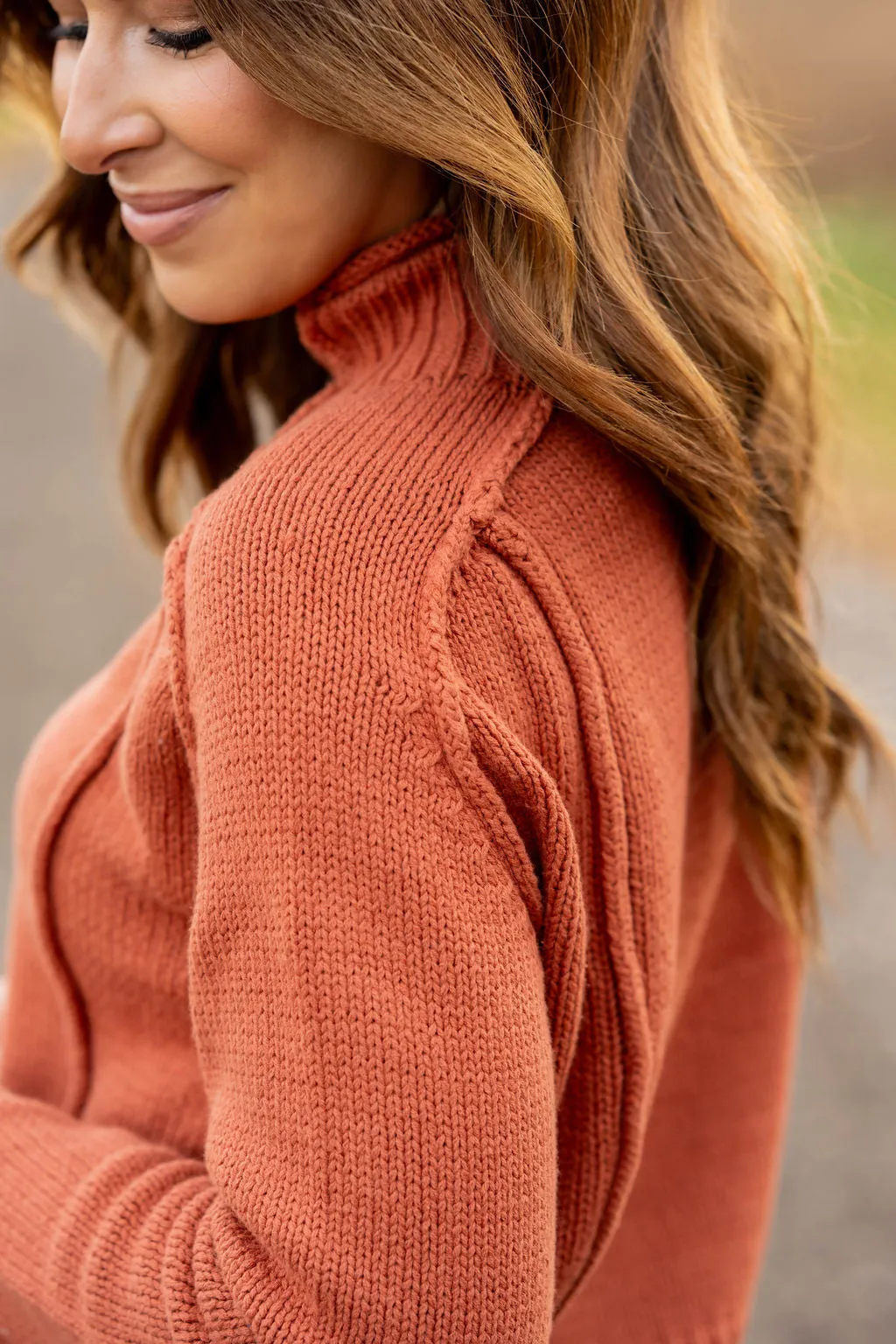 Raw Seam Turtleneck Sweater