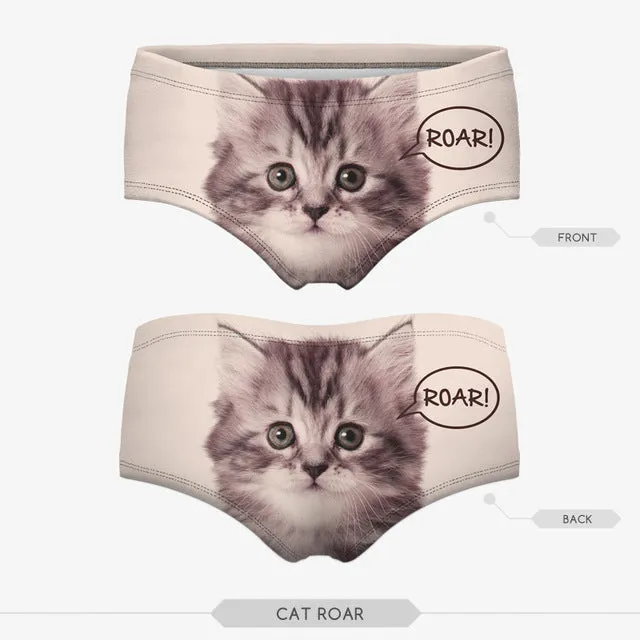 Sexy Panties Wholesale Pink 3d Print Cat Cotton Underwear Women panties Seamless Briefs ropa interior mujer  lingerie