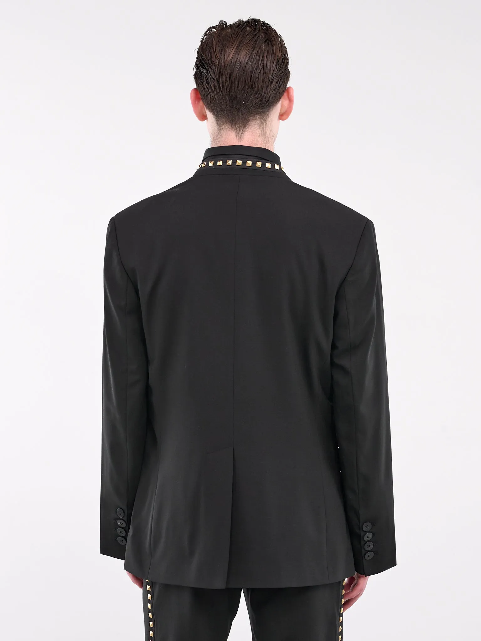 Studded Lapelless Blazer (BL38G-AM27-BLACK-GOLD)